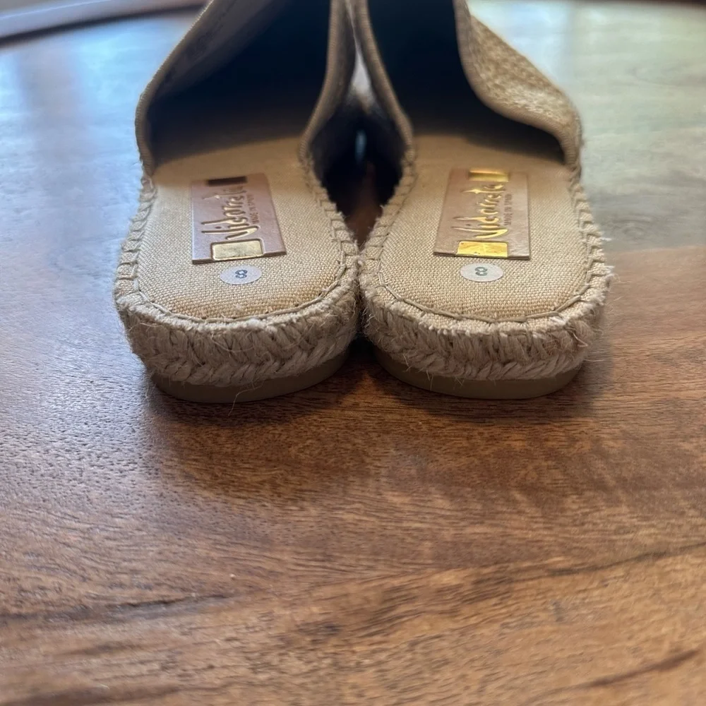 Vidorreta Womens Woven Espadrilles Mules Flats Closed Toe Slip On Tan Size 39